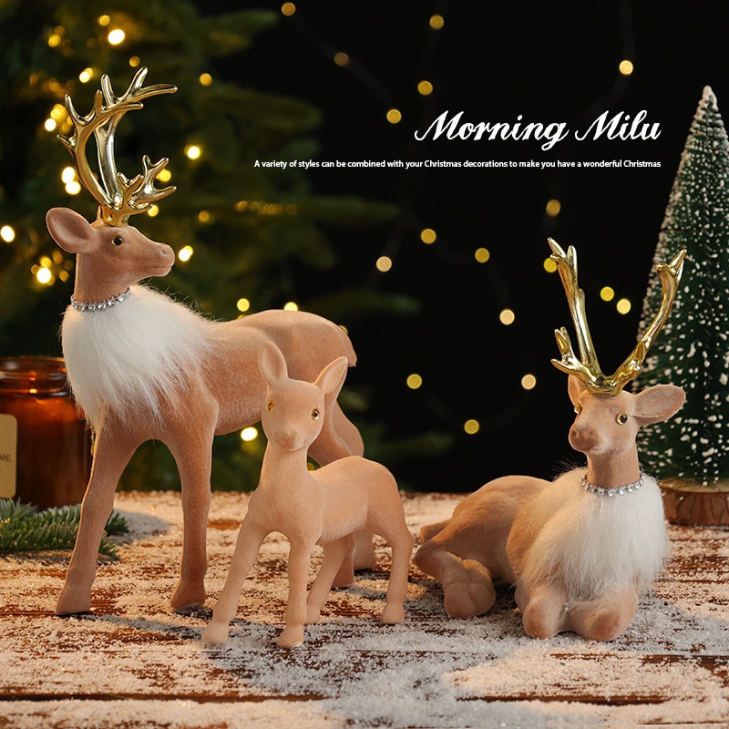 Christmas Reindeer Decoration, Christmas Ornament, Cartoon Holiday Decorative Figurine — image 3