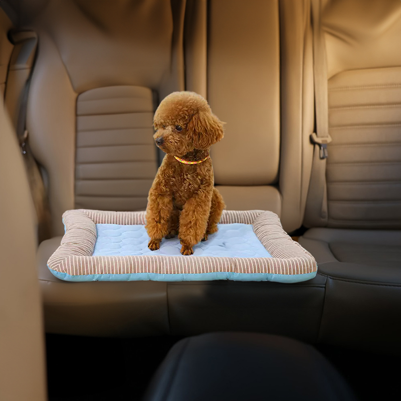 Cooling pet mats for dogs & cats (puppies/kittens): ice silk, breathable, soft summer pads in pink/blue — image 4