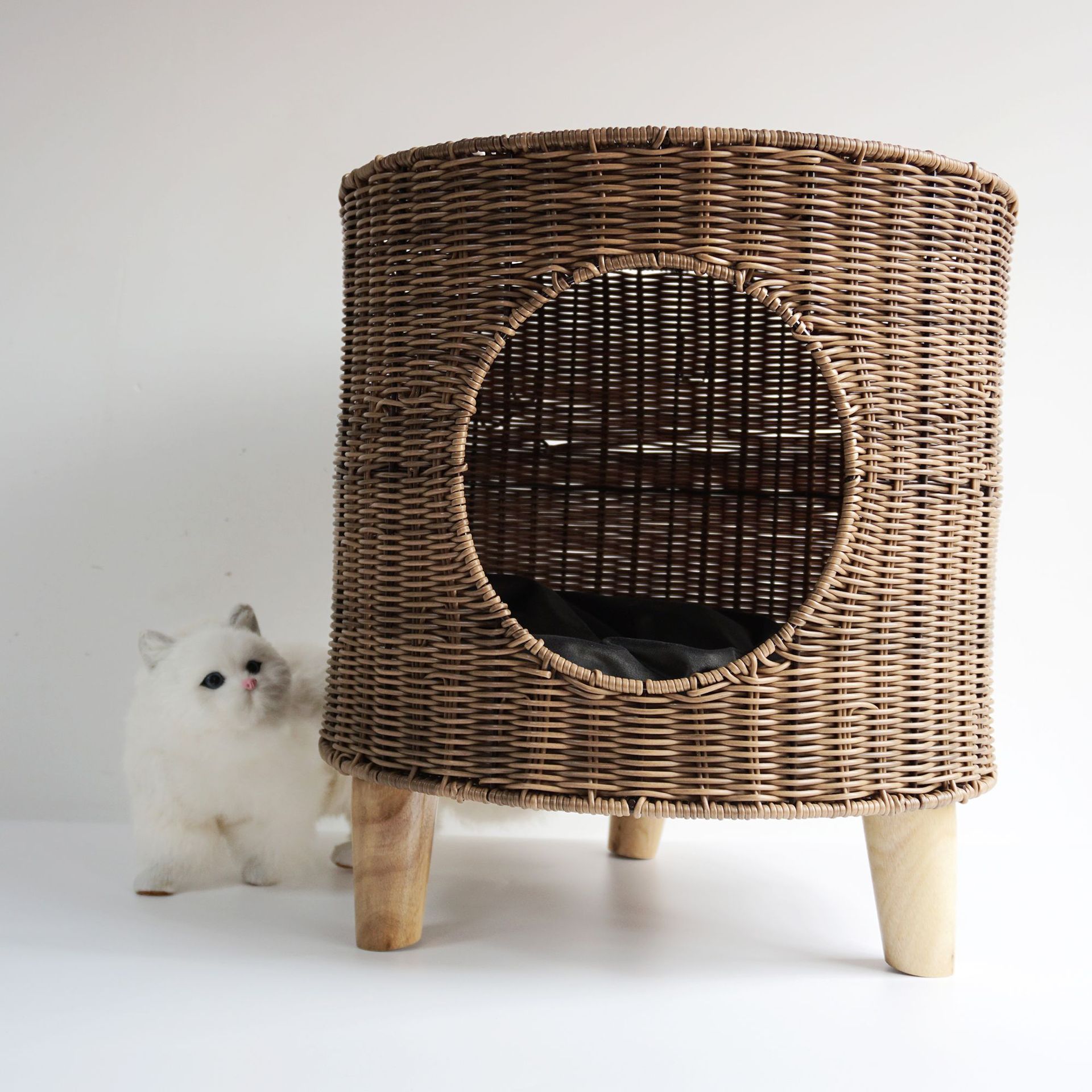 Cane Woven Cat Kennel, Pet Bed, Cat Supplies, Removable and Washable Pet Warm Nest, Knitting Crafts In Summer — image 2