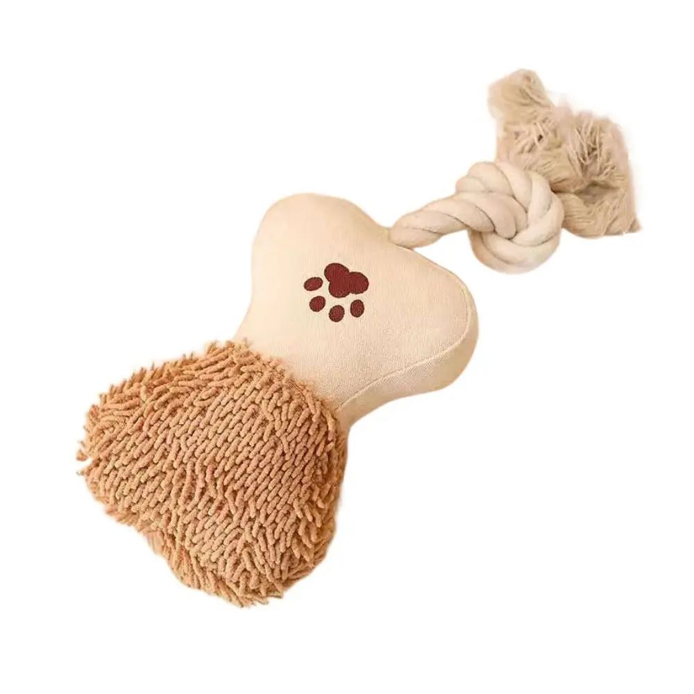 Pet Cotton Rope Toy Dog Sound Canvas Molar Teeth Cleaner Bite-resistant Rope Knot Training Dog Toys Dog Toothbrush Dog Toys — image 2