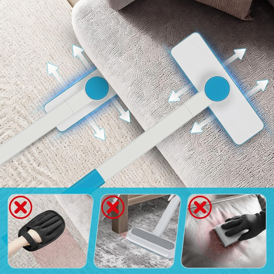 Pet Hair Remover Kit Reusable Brush For Car Seats, Furniture Clothes Rotatable 52cm Handle, Built-in Tail Brush For Tight Gaps, Silicone Massage — image 3