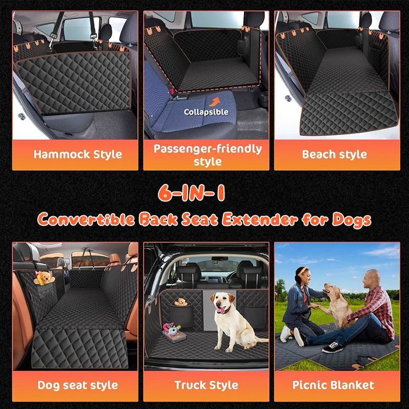 Dog Car Hammock Seat Cover, Waterproof 600D Oxford Fabric Pet Seat Protector for Back Seat, Scratch Proof & Anti-Slip — image 7