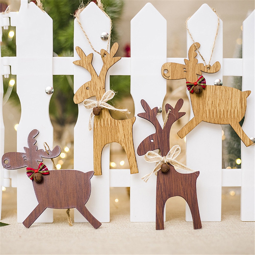 Cristal de Cervatillo en Madera para Collares y Decoraciones Navideñas DIY para Árbol de Navidad Regalo para Niños Colgantes Ornamentos Navideños — imagen 1