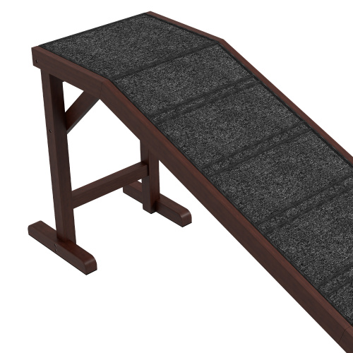 PawHut Dog Ramp For Bed, Pet Ramp For Dogs With Non-Slip Carpet And Top Platform, 74 X 16 X 25, Brown — imagen 2