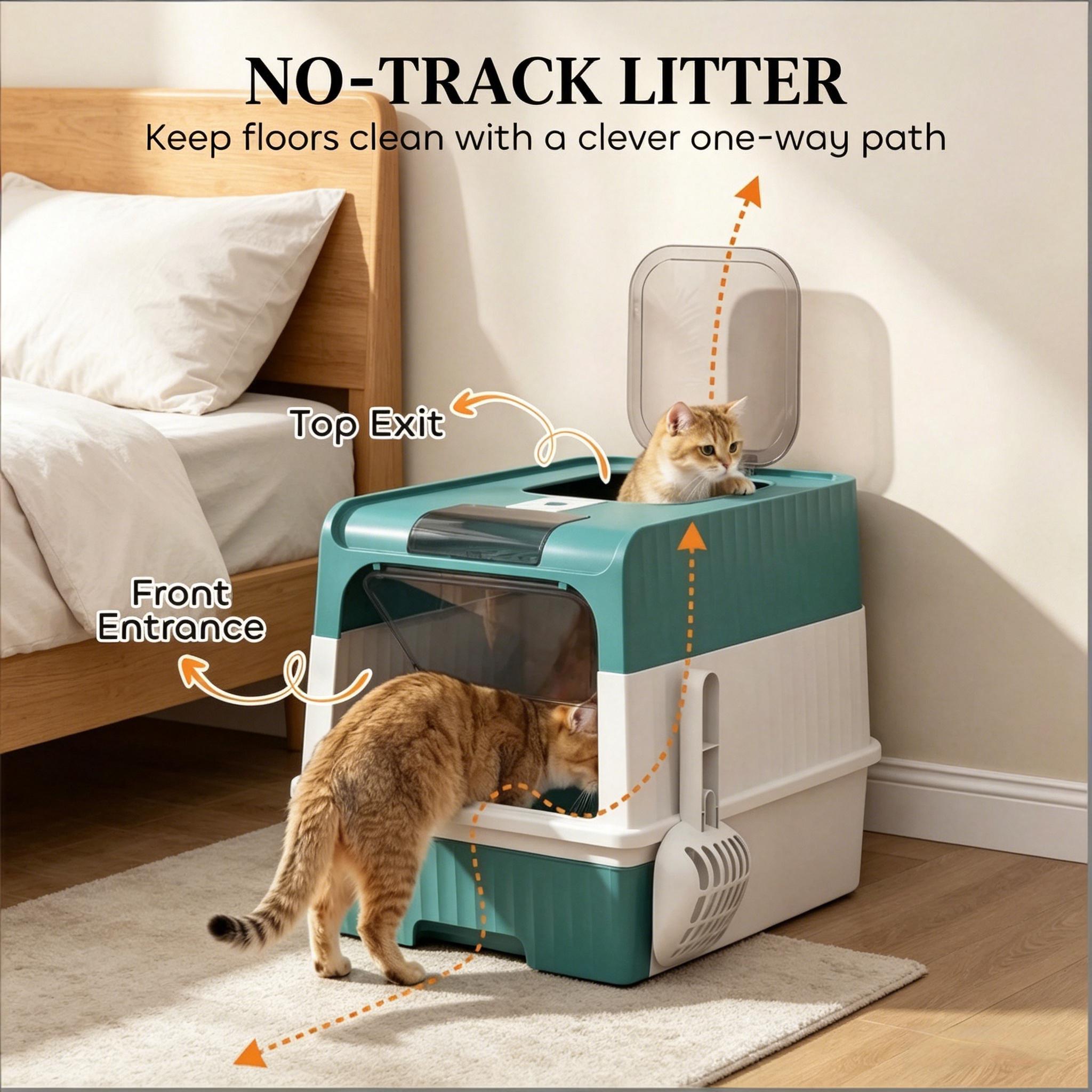 Fully Enclosed Litter Box, Compact Cat Litter Box, Pet Litter Box — image 2