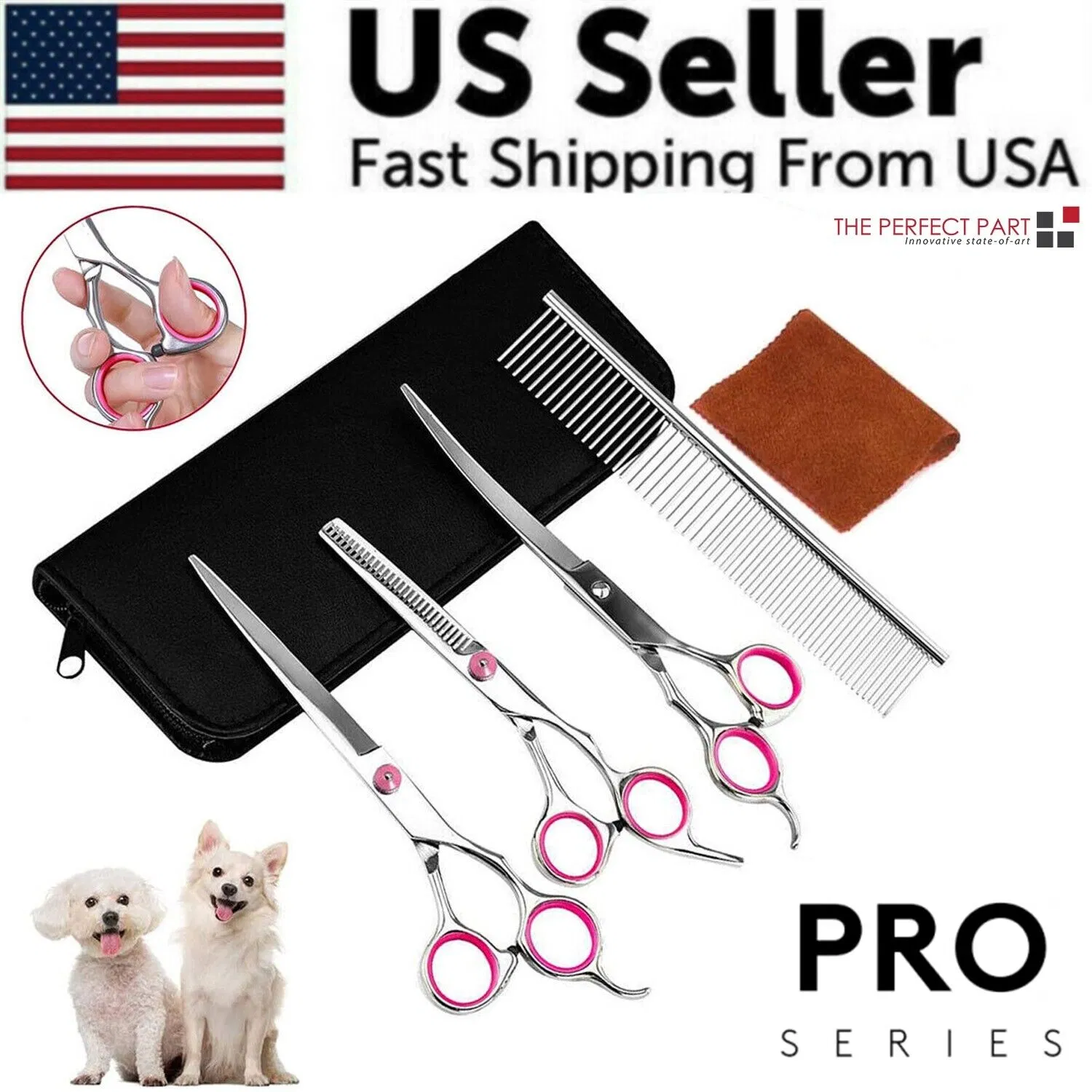 Pet Dog Grooming Scissors Stainless Straight Curved Thinning Shears Trimmer Kits — image 1