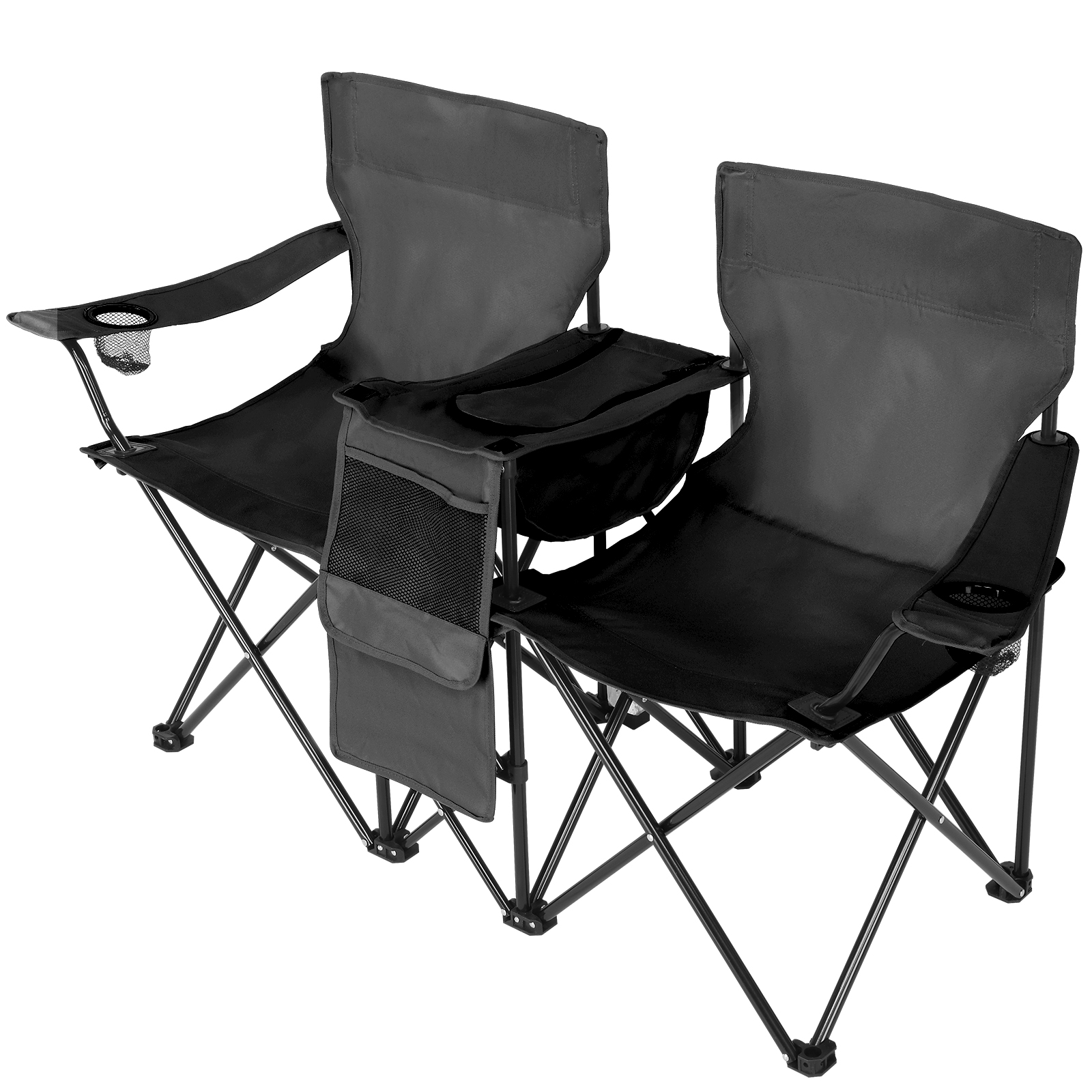 Silla de Pesca Negra con Soporte de Hierro, Malla Oxford y Sombrilla — imagen 8