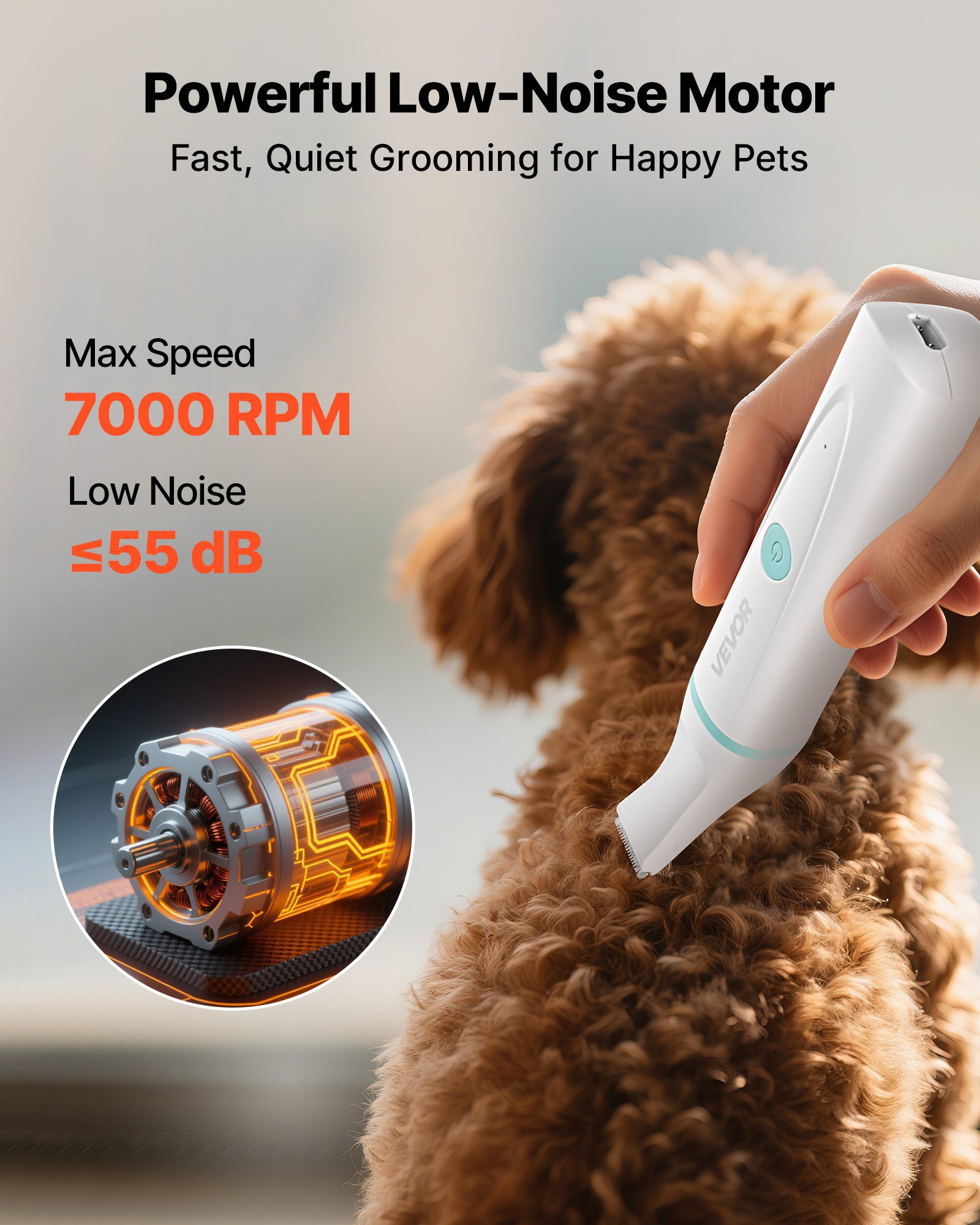 Triturador de Pelo para Perros 4 en 1: Kit de Cuidado Canino con 6 Combs y 4 Láminas Interchangeables, Silencioso, Recargable y Antiarrugas para Pelaje de Mascotas — imagen 3