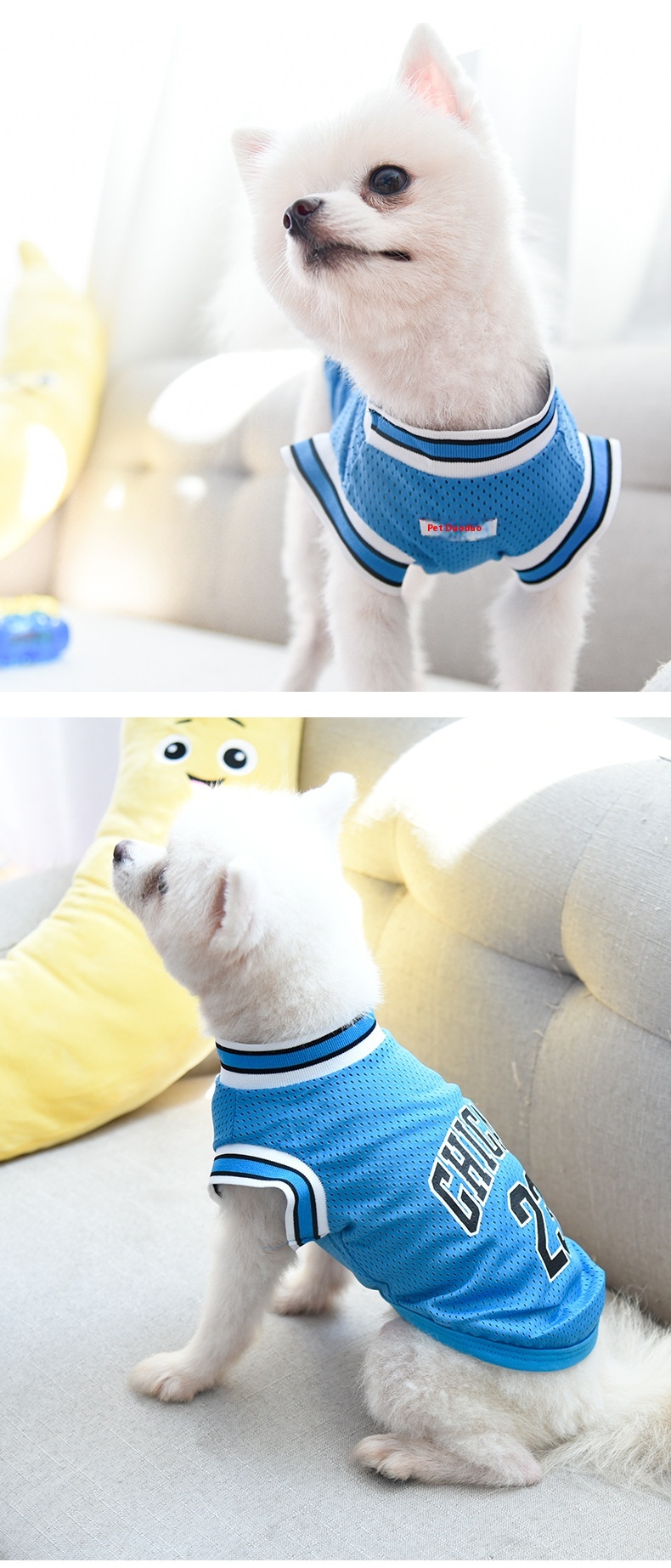 Ropa de Mascotas para Baloncesto Vestido Grande Malla Verano Ropa para Perros — imagen 19