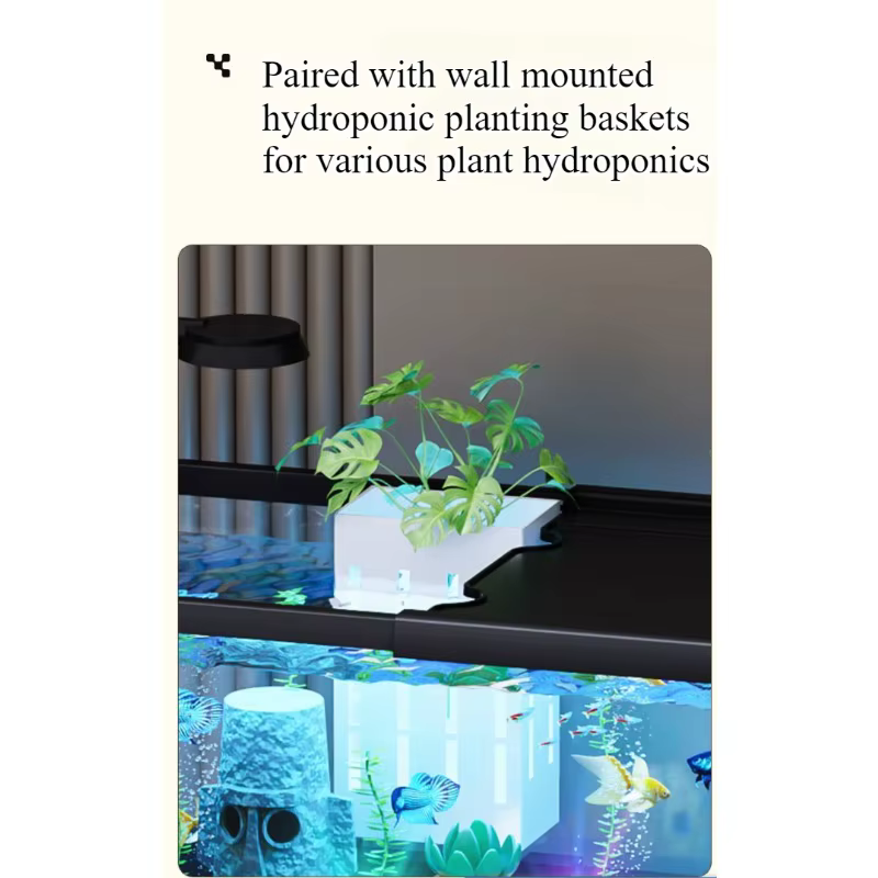 Acuario de habitación nuevo transparente con filtro generador de oxígeno decorativo para escritorio con LED — imagen 4