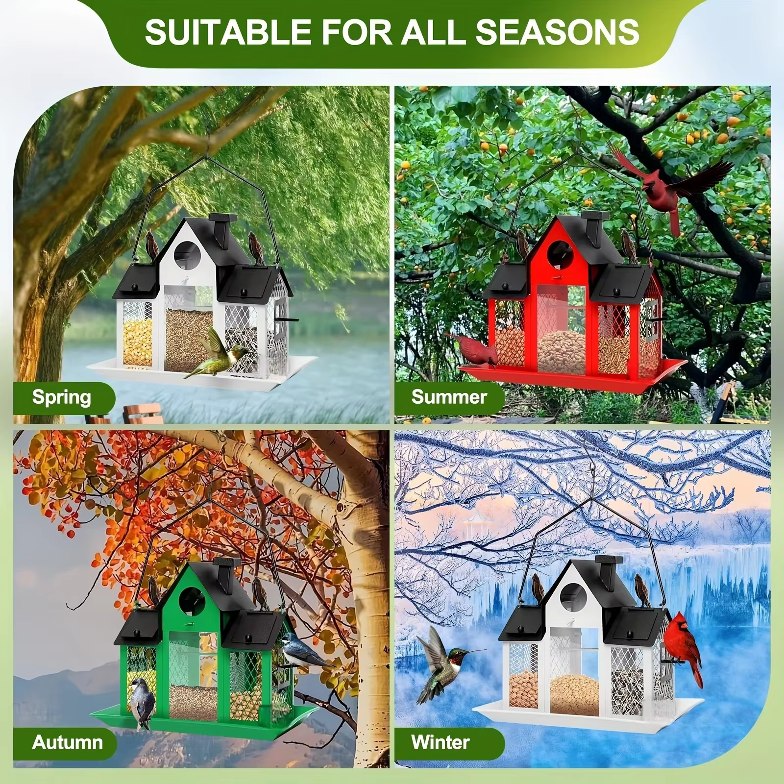 Wild bird feeder, used for outdoor hanging, large capacity bird nest metal mesh wild bird feeder — image 3