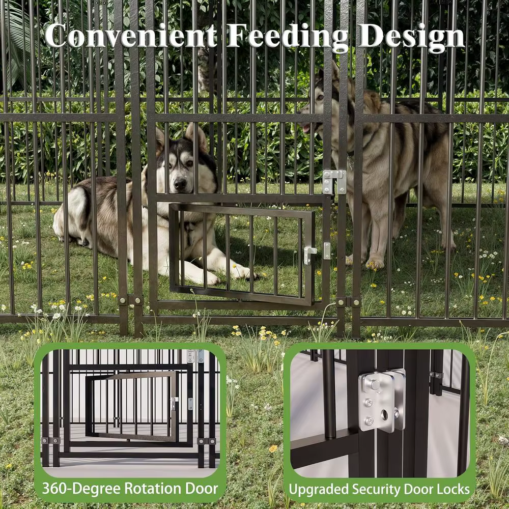 Durable 10x10ft Outdoor Dog Kennel with Feeding Door, Roof, and Double Safety Locks — image 4