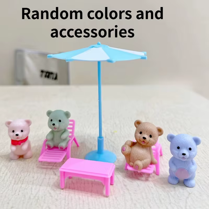 Children's Play House Toys with Teddy Bears Pet Bathrooms Scene Little Girls Family Pet Toys Gift for Kids — image 4