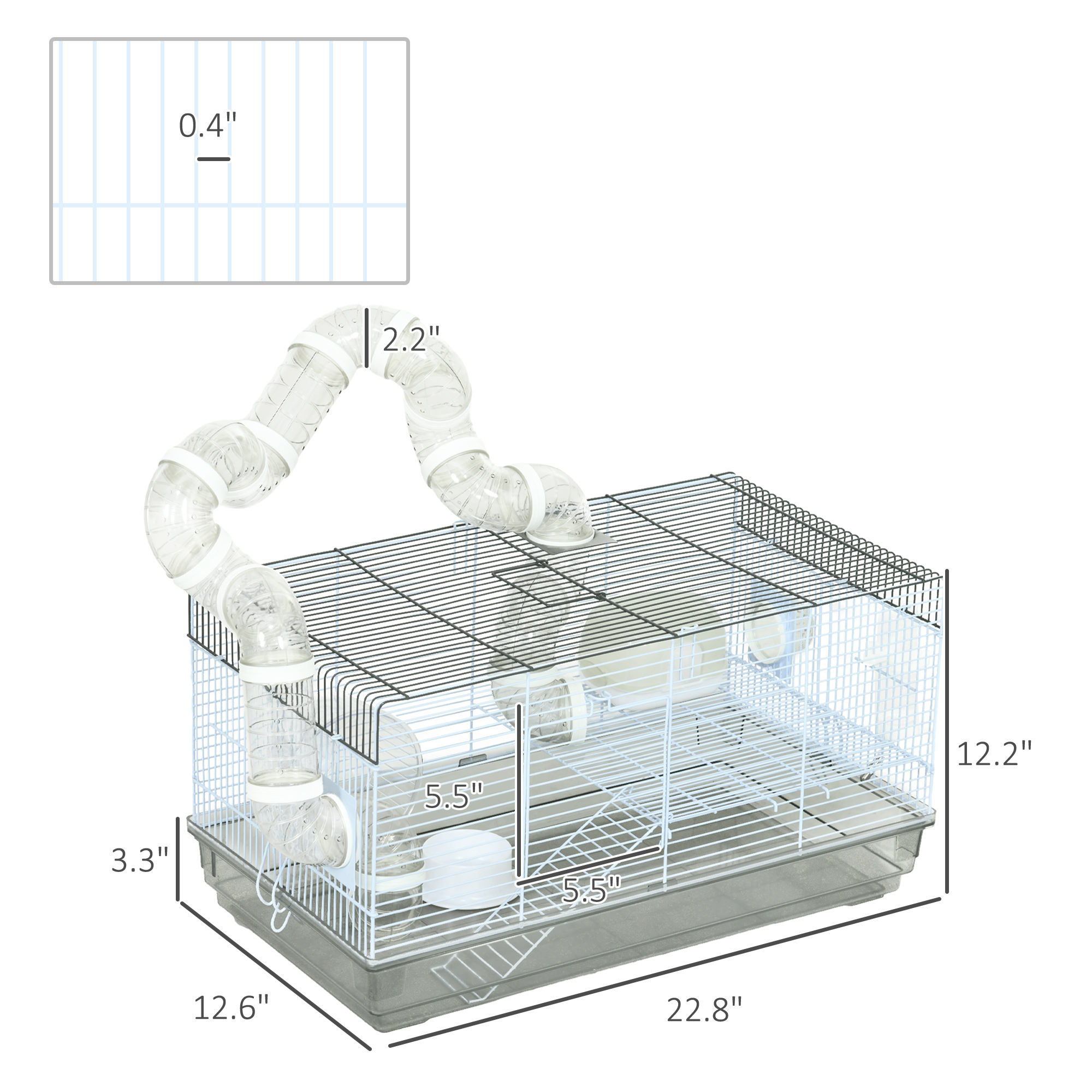 Caja para Roedores: Jaula de Tubos con Rueda, Comida y Agua para Hámsters o Ratones — imagen 7