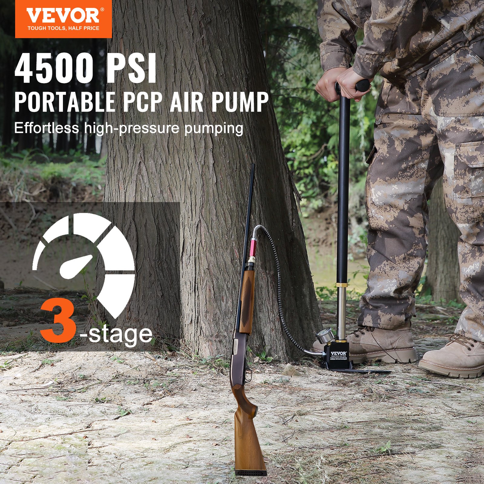 Pompa Manual PCP 3 Etapas, 30 MPa 4500 PSI de Alta Presión con Filtro Aceite-Humedad y Manómetro, Acero Inoxidable para Pistolas de Aire, Tanques de Scuba, Pintura y Neumáticos — imagen 5