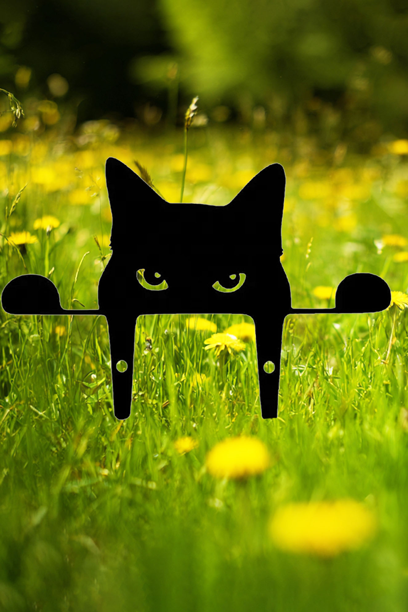 Elegante Escultura de Metal Negro con Gato Mirando en Silueta: Decoración para Jardín y Patio — imagen 6