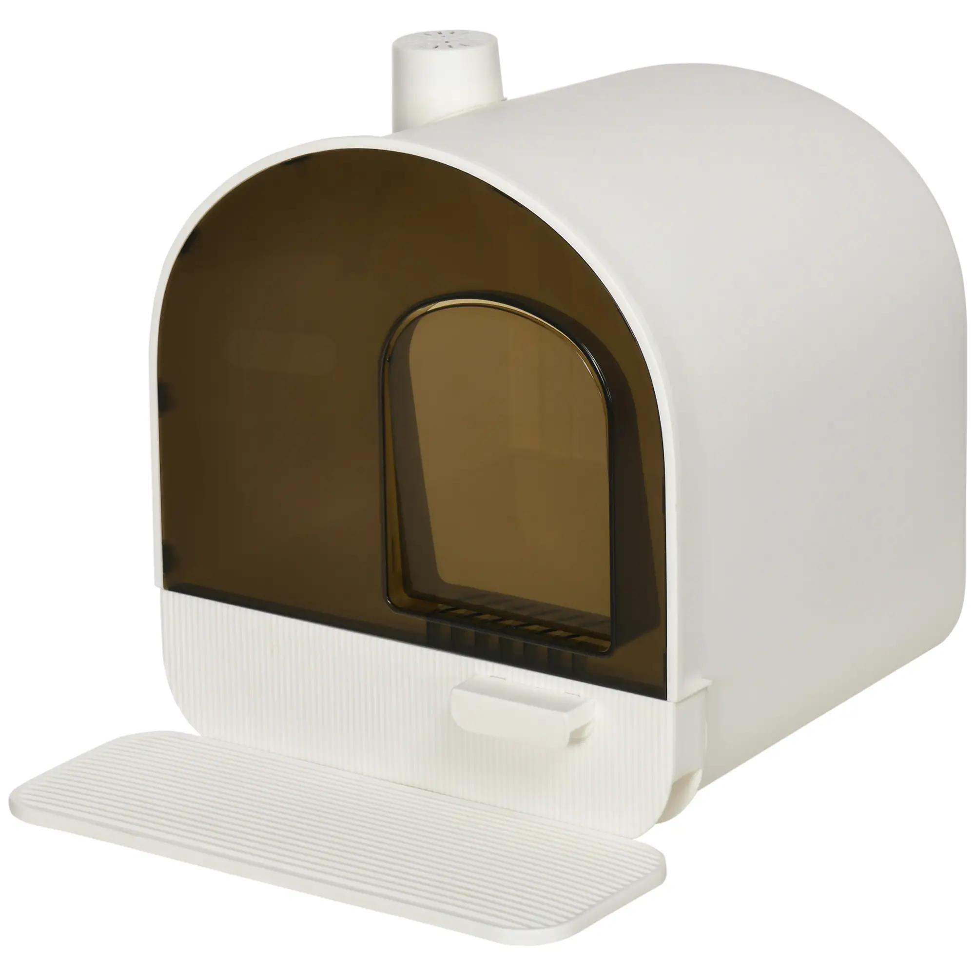 White Cat Litter Box With Lid With Scoop And Filter — imagen 6