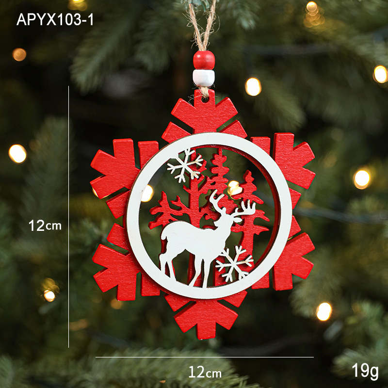 Christmas tree decorations, wooden creative pendants, reindeer houses, snowflakes, Christmas decorations, pendants — image 6