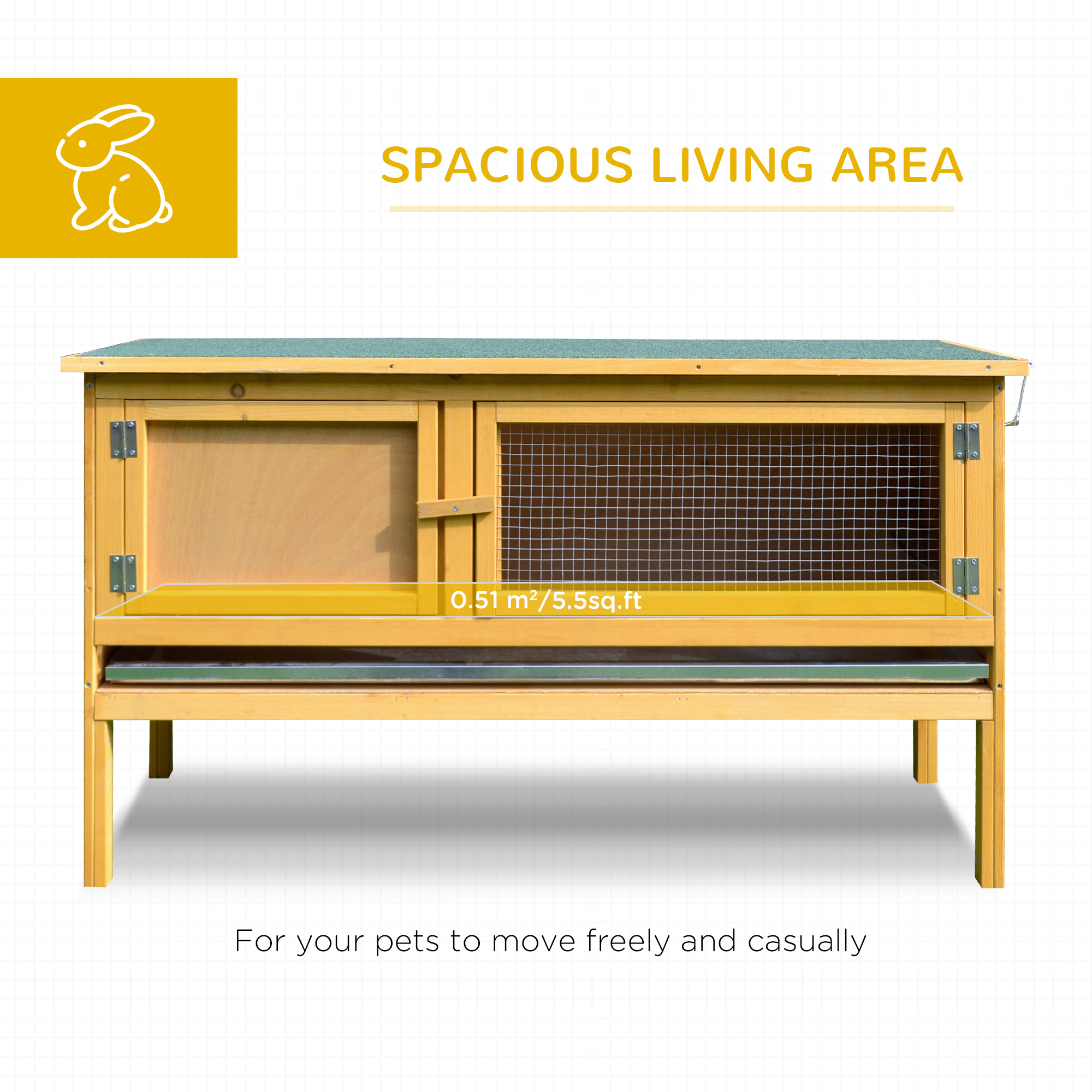 Casa para Conejos de Madera con Techo Impermeable y Accesoros, Adecuado para Conejos, Pollos, Patos, Interior/Exterior — imagen 8