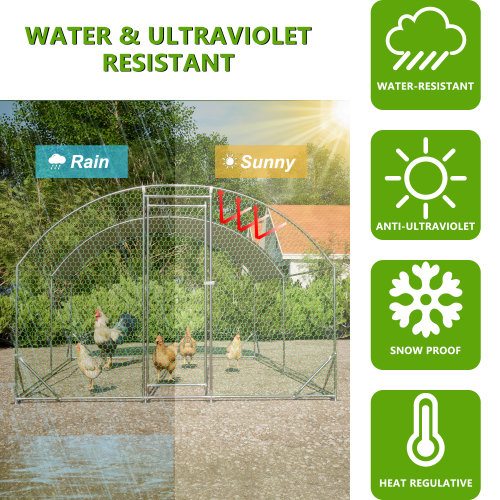 Large Chicken Coop Metal Chicken Run With Waterproof And Anti-UV Cover, Dome Shaped Walk-in Fence Cage Hen House For Outdoor And Yard Farm Use, 1 Tube Diameter, 9.84 X 13.12 X 6.56 — imagen 12