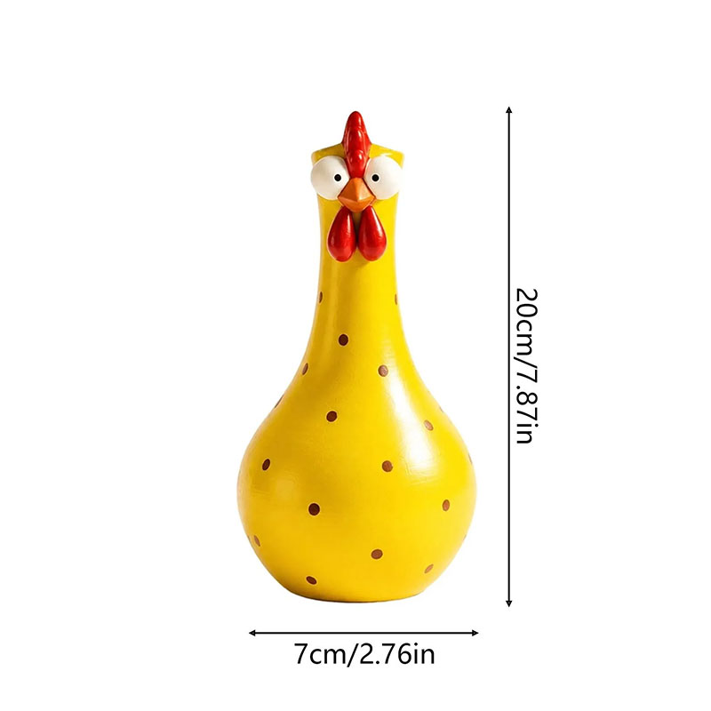 Hand-Painted Rooster Vase Sculpture | Long Neck Cartoon Rooster Decor with Colorful Polka Dots | Waterproof Resin Home Accent — image 12