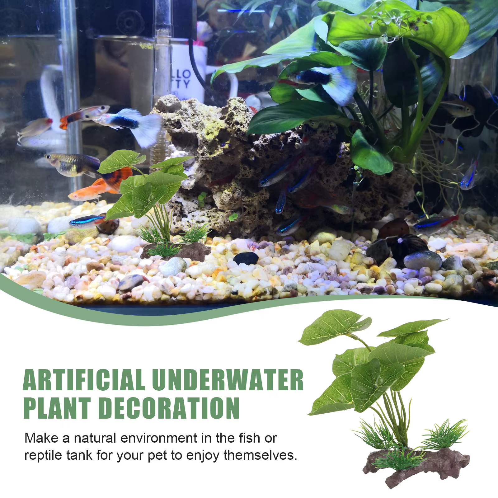 Plantas de acuario para tanque de peces, decoración artificial de plantas submarinas de plástico, ornamentación de pasto marino vívido, paisaje de acuario — imagen 5