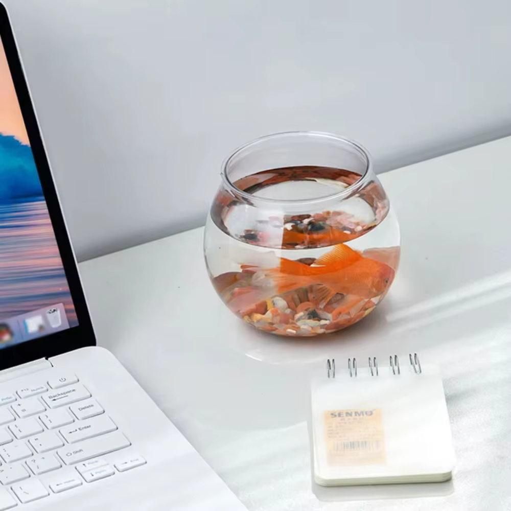 New Transparent Fish Tank Round Unbreakable Aquarium Plastic Lightweight Small Fish Bowl Home Decor — image 2