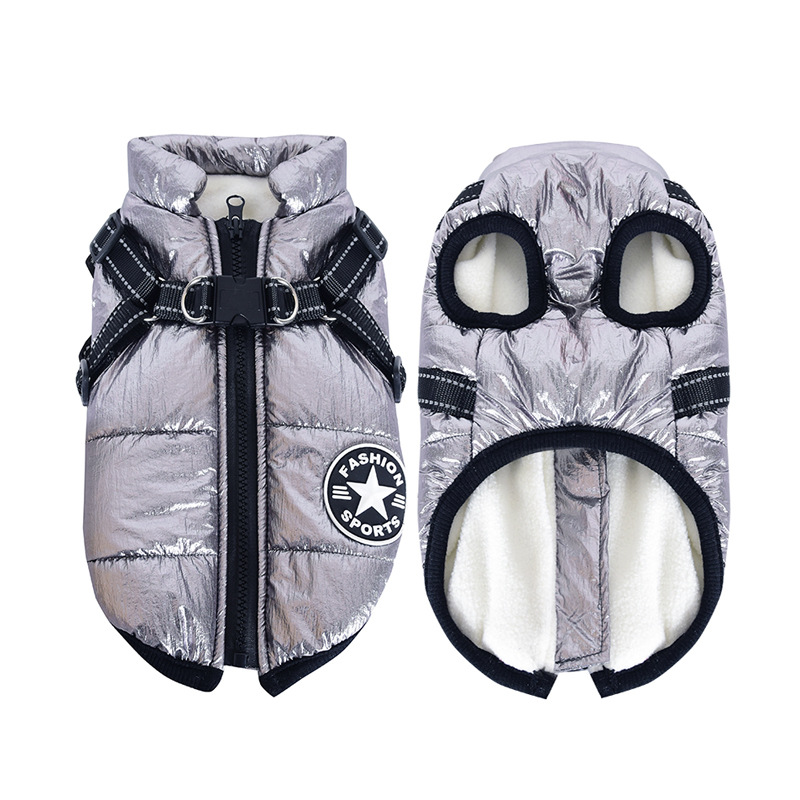 Pet Clothes Autumn And Winter New Waterproof Warm Dog Cotton Coat Winter Ski Suit Chest Back Integrated Cotton Vest — image 3