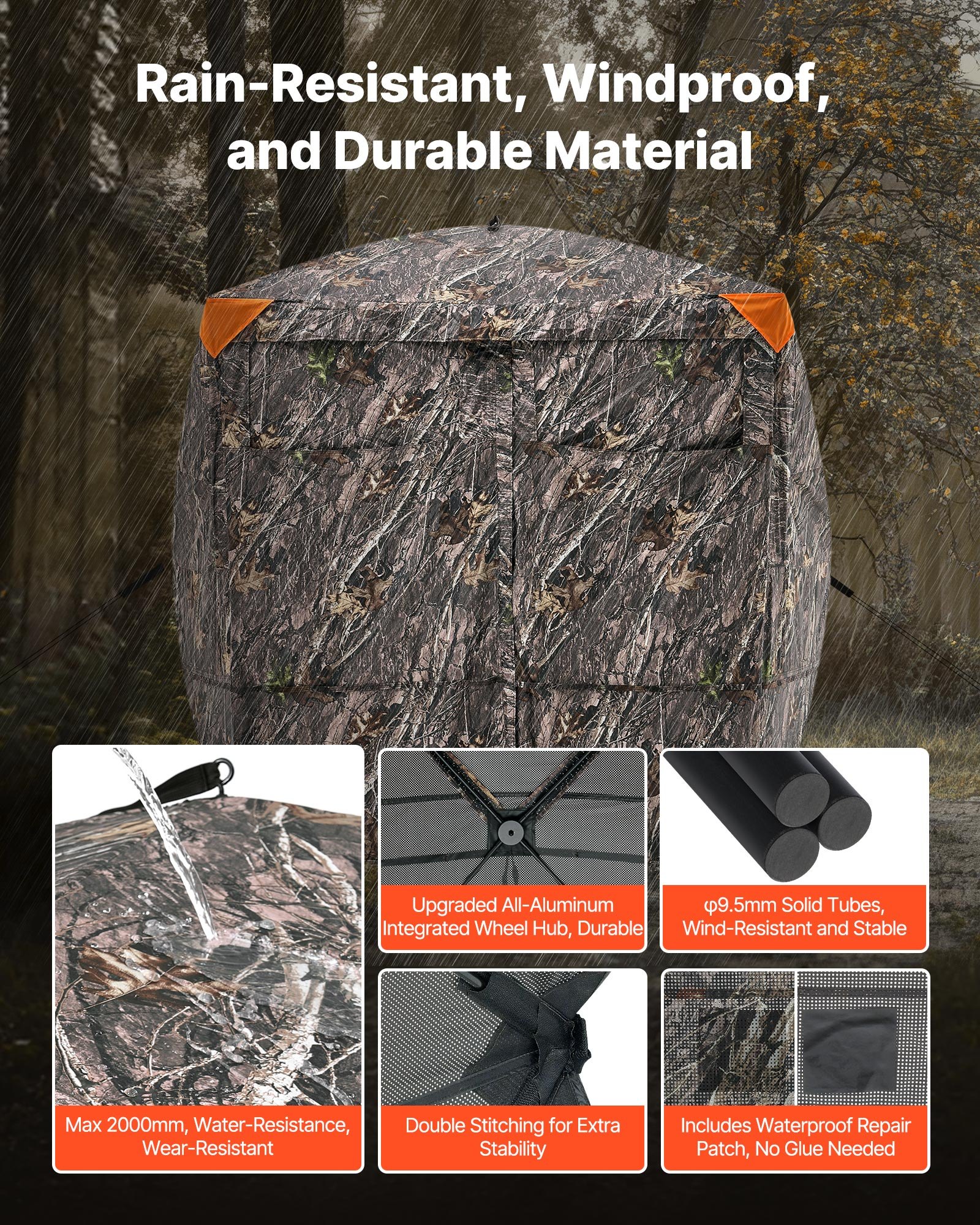 Hunting Blind, 4-5 Person See Through Ground Blinds With Carrying Bag, 270 Degree Portable Camouflage Tent, Durable Concealed Shelter With Silent Magnetic Door And Window, For Turkey And Deer — imagen 5