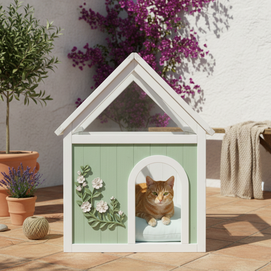 SAGE FSC-Certified Cedar Indoor Cat House with Clear Acrylic Roof – Wooden Pet House for Small Cats & Dogs — image 8