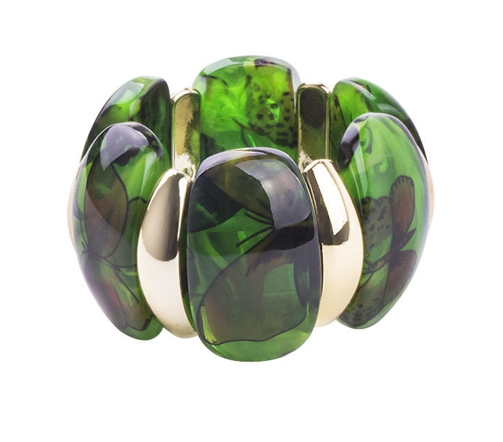 Anillo de Pulsera en Resina Claro para Mujer Estilo Retro Colores Vibrantes Mariposas Accesorios Tendencia — imagen 3