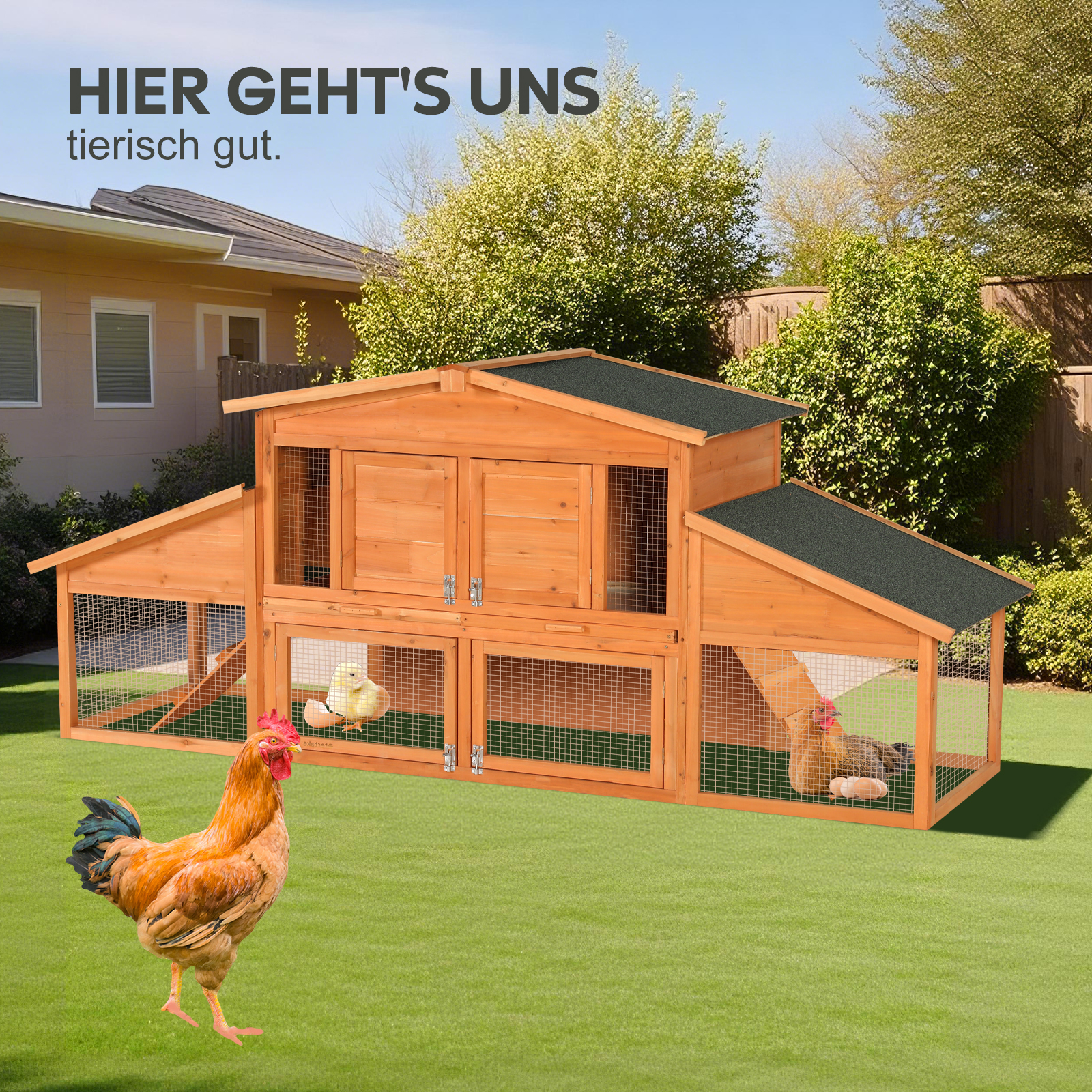 Extra-large Wooden Rabbit House, Chicken Coop, Outdoor Unit That Can Be Easily Assembled And Stable, Indoor With Cleaning Tray And Waterproof Roof, Suitable For Small And Medium-sized Rabbits And Chic — image 4