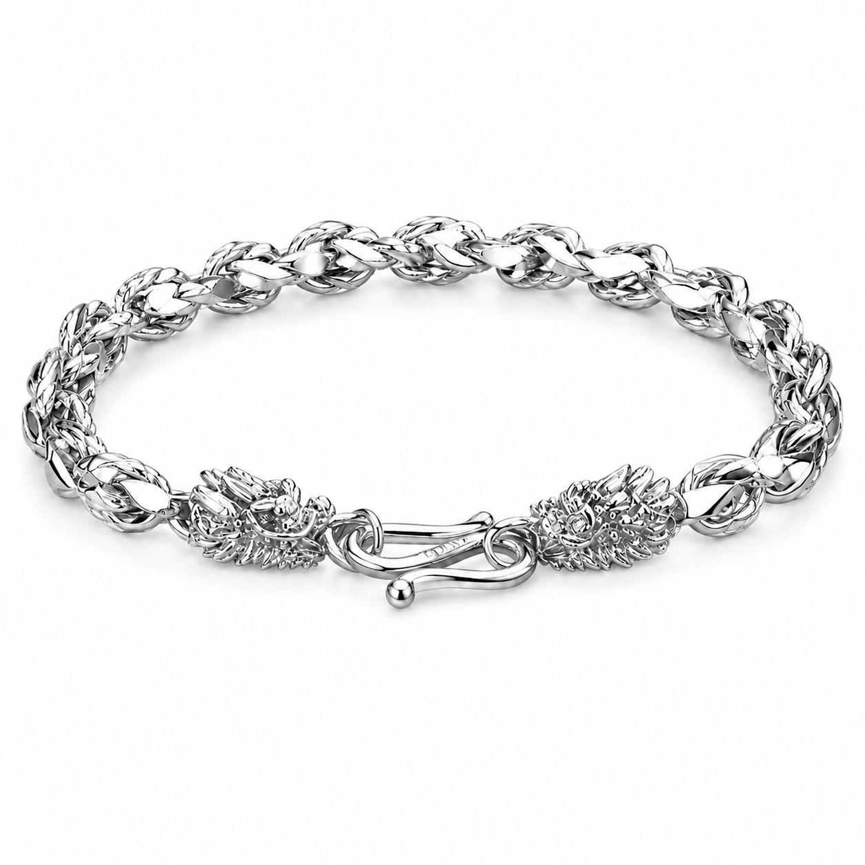 Cinturón de Brazalete Dragón Doblo con Cuerda Enroscada para Hombres, Acabado de Plata de Cobre con Estilo Vintage Chino Clásico