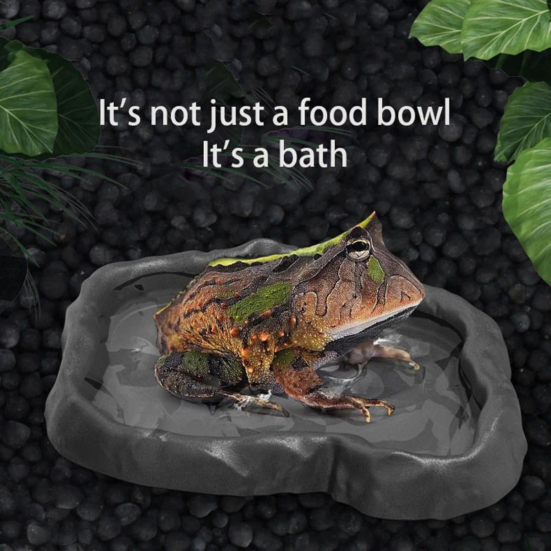 Imitation rock grey reptile water bowl, food bowl, bathing bowl, suitable for lizards, chameleons, snakes, frogs, turtles — image 1