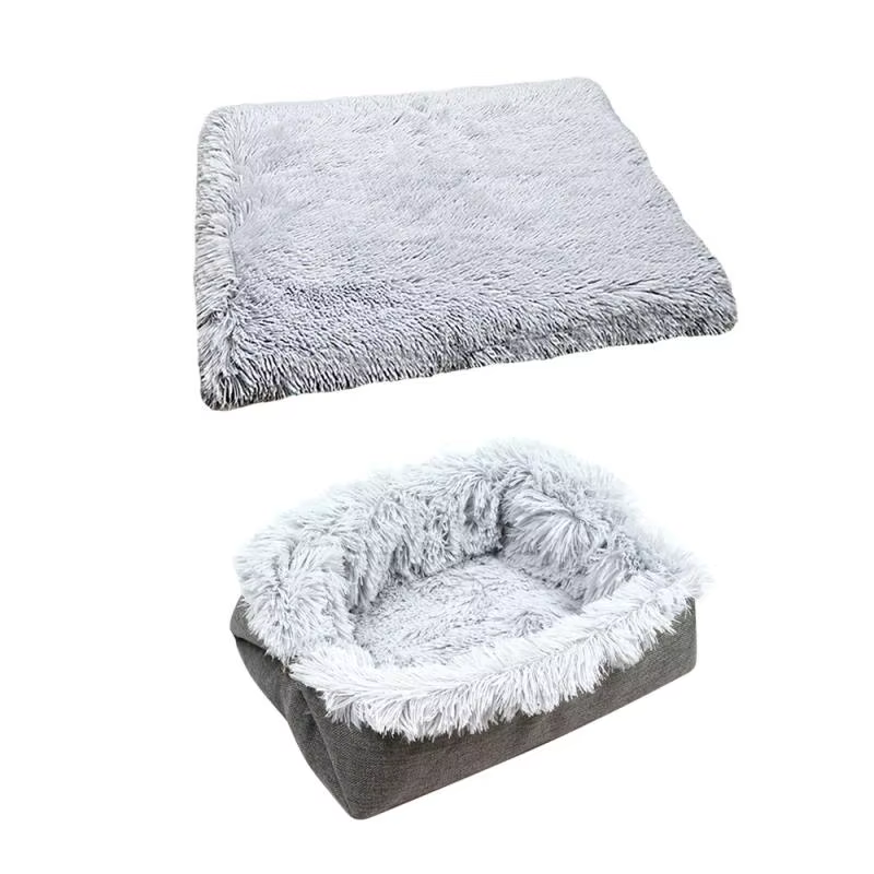 Plush Cat Bed House Cat Mat Cat Litter Plush Two-in-one Pet Mat Cat Winter Warm Dog House Sleeping — image 7