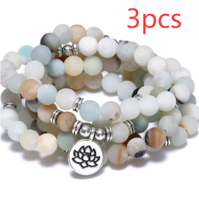 Amazon Stone Tiger Eye Stone Bracelet Necklace 108 Buddha Beads Lotus Bracelet — image 4