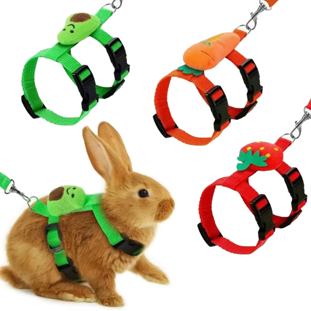 Set de arnés y correa ajustable para pequeños animales - Conejillos, gatos, erizos, conejos, feroces, cerditos para pasear al aire libre — imagen 1