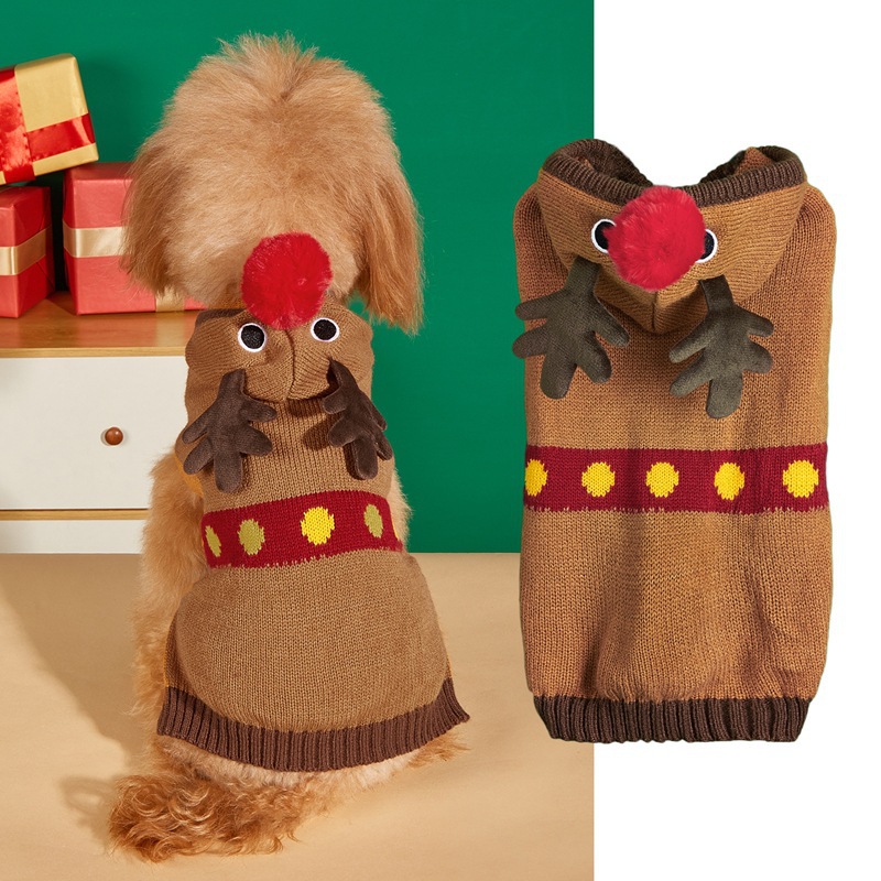 Pet clothes Santa Claus Christmas tree car reindeer snowflakes gingerbread people dogs sweaters autumn and winter — image 15
