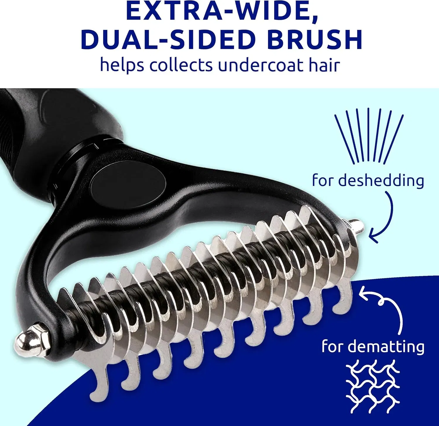 Black pet hair removal dog brush for hair removal - indoor cats use cat brush, long and short haired dogs use double-sided cat brush for hair removal and beauty tools, skin friendly — image 4