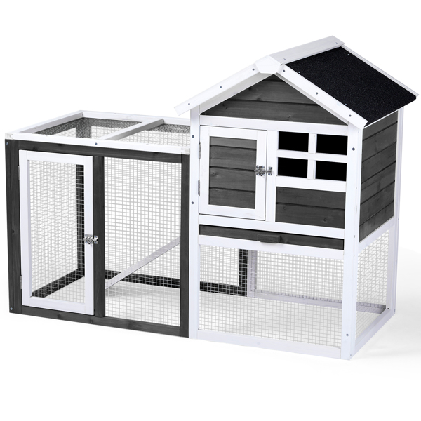 House Type With Ladder Gray Fir Wood Chicken Rabbit Cage — image 7