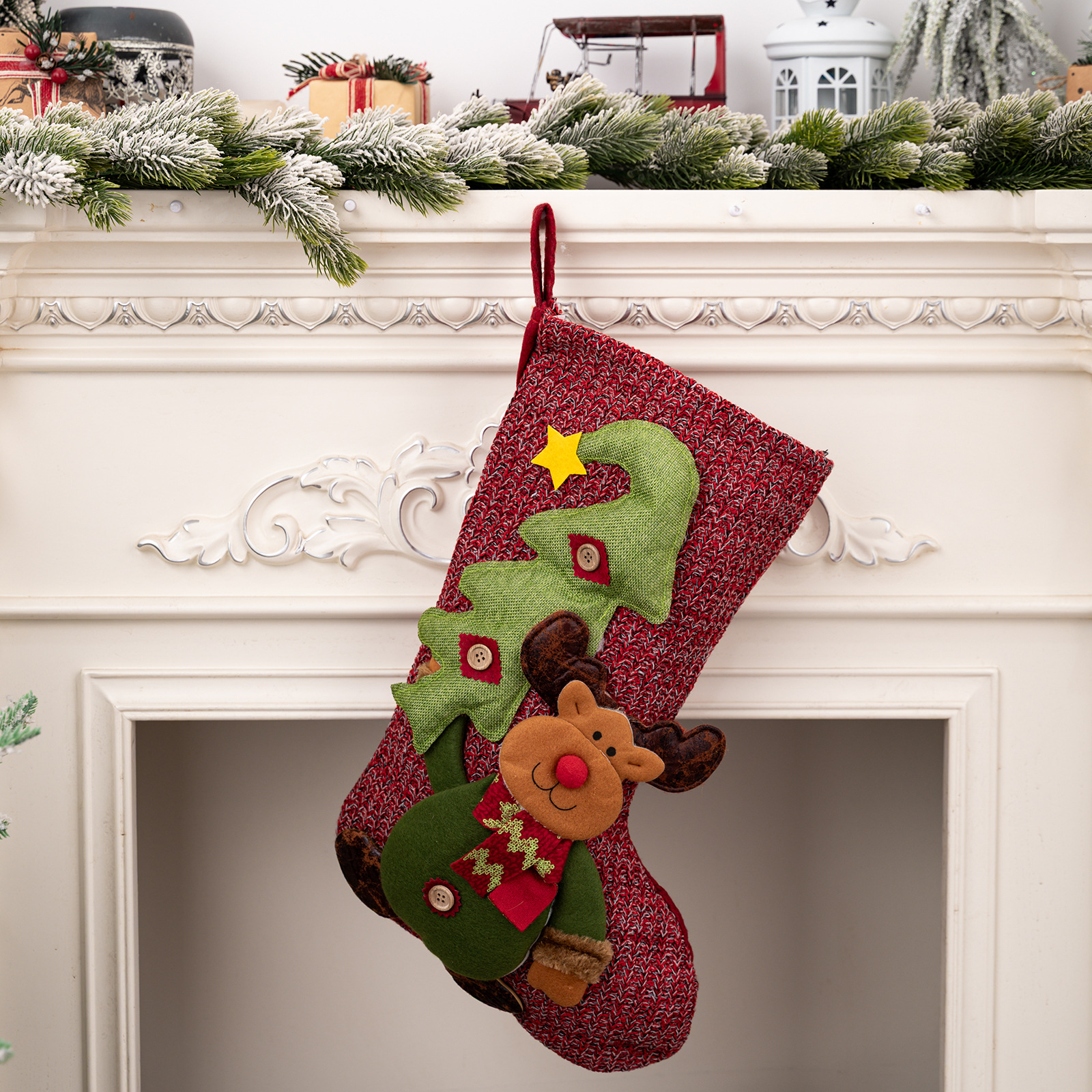 Christmas Decorations Christmas Stocking Santa Snowman Reindeer Hanging Ornament Home Fireplace Decoration — image 9