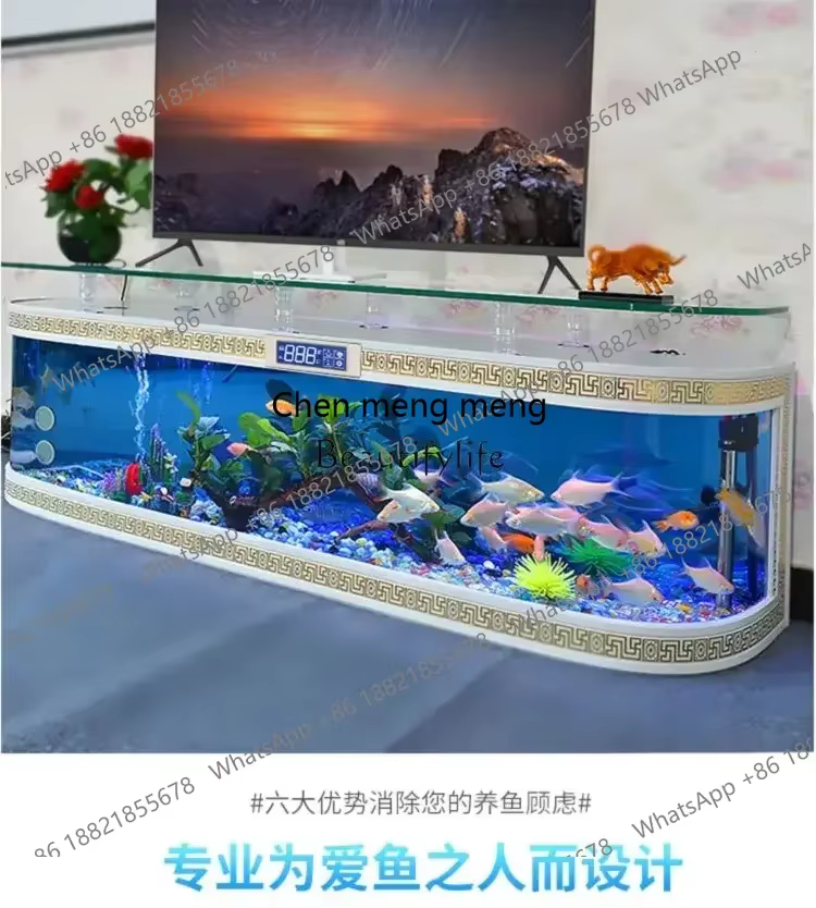 Glass TV Cabinet Fish Tank Aquarium Medium and Large Floor Wall Ecological Automatic Circulation — image 4