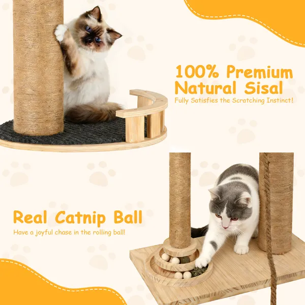 Árbol de Gatos de Piso a Techo, 6 Niveles con Altura Ajustable, Postes de Rastrillado Espesados, Centro de Actividad para Gatos con Capsula Transparente y Hammock Acogedor — imagen 3