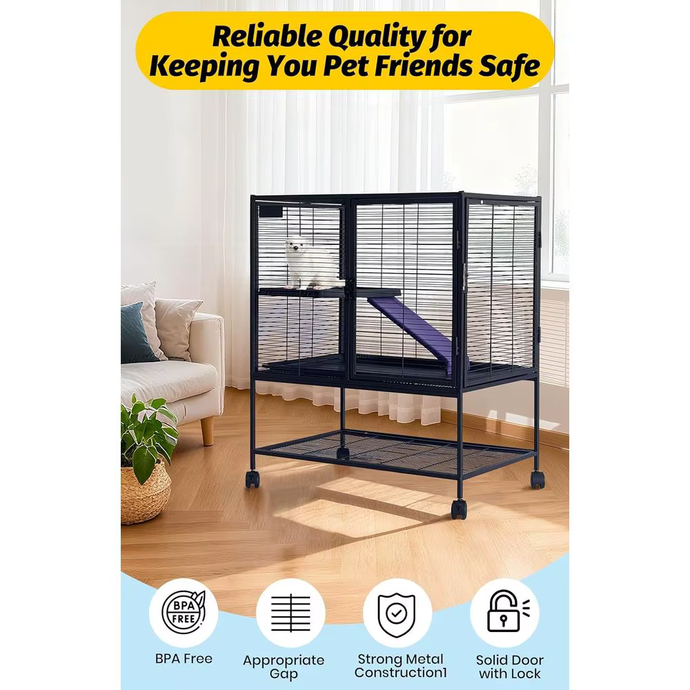 Metal Small Animal Cage, 39 ''H Multi-Level erret Cage or Small Animals - Large Hamster Cage with p, Extra Storage Stand, Removab — image 4