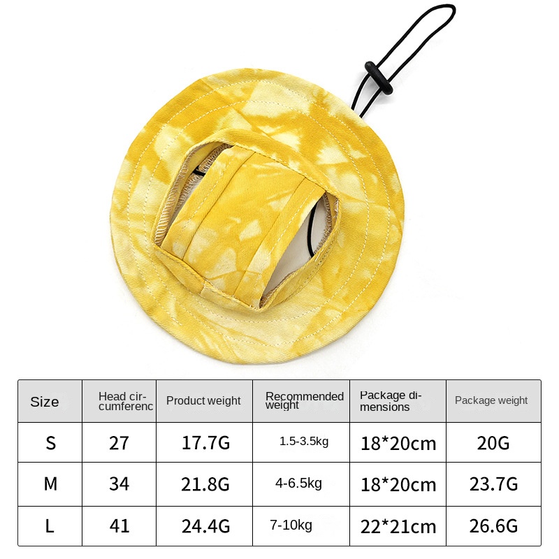 Pet hat with leaky ears cotton tie dye cat dog fisherman hat anti fall lace up sun hat — image 10