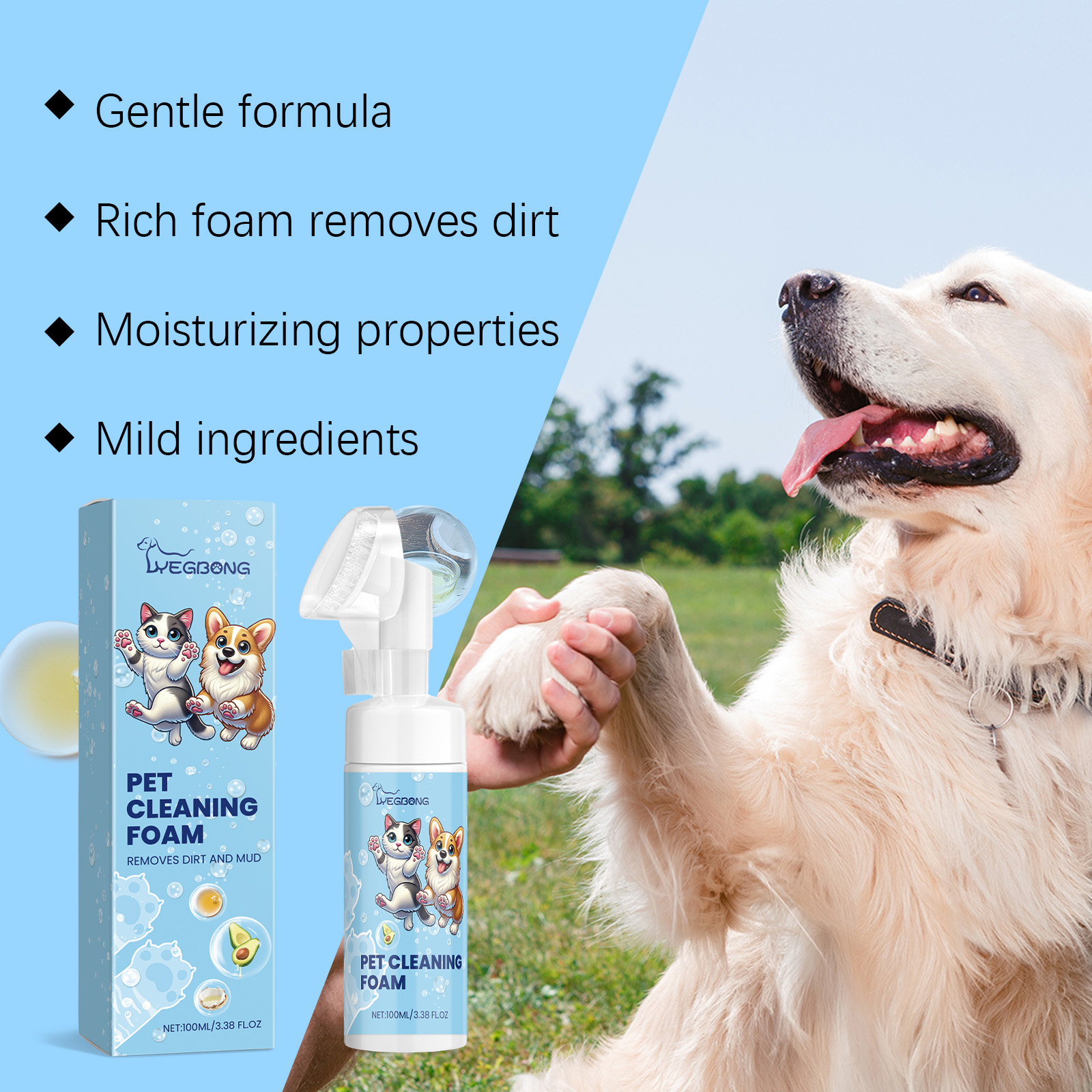 Limpia de Espuma para Patas de Mascotas - Limpiador Suave para Pies y Platos de los Animales — imagen 5