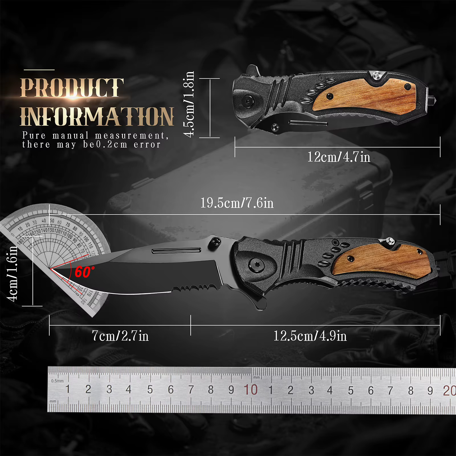 Men's Wood Inlay Handle Foldable Pocket Knife Multifunctional EDC Utility Cutter with Pocket Clip for Outdoor Camping Travel — image 8
