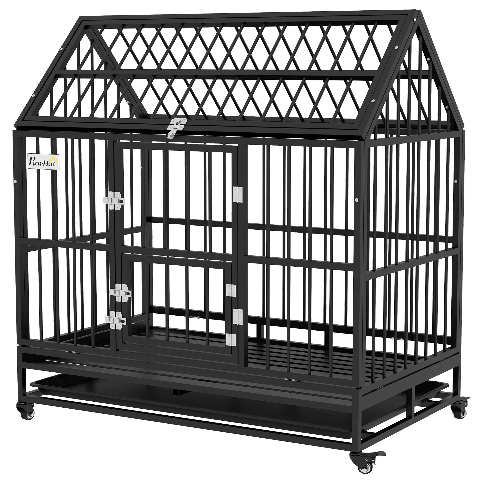 49" Heavy Duty Dog Crate with Removable Tray, Doors, Openable Roof, for Large and Extra Large Dogs, Black — image 1
