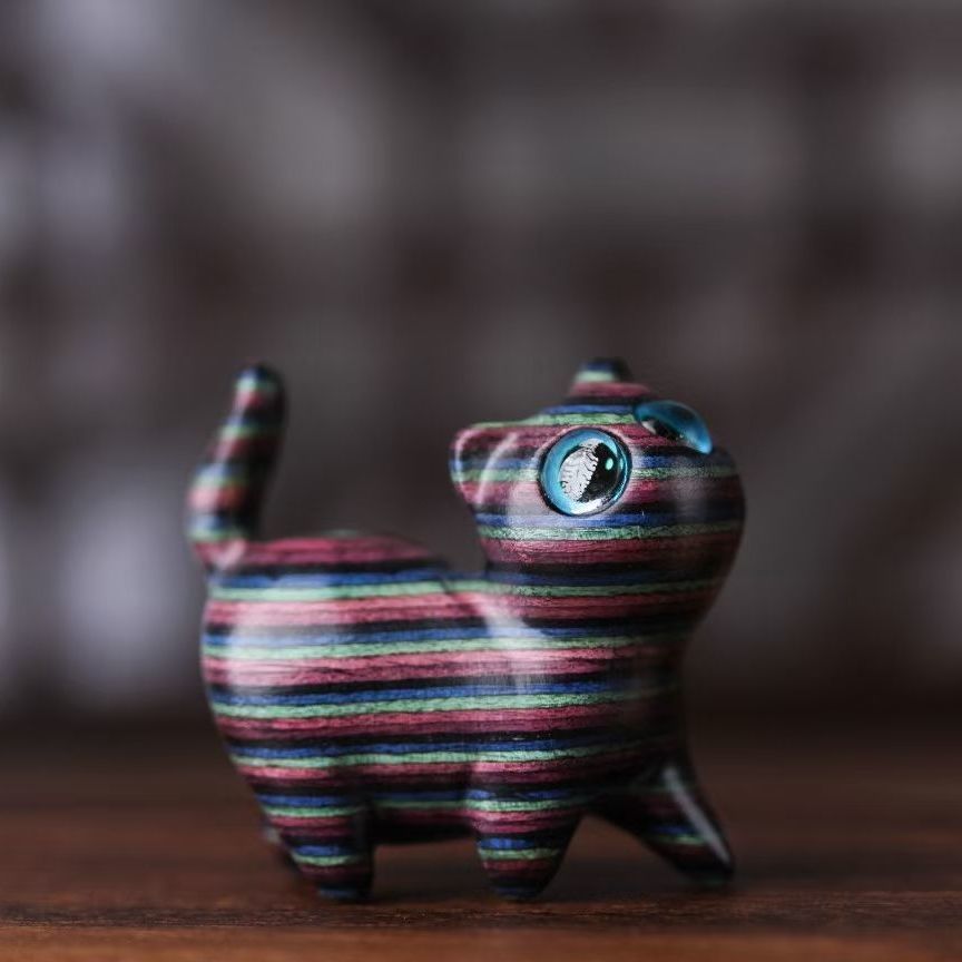 Sandalwood Kitten Ornaments Cute Hippo Mini Wooden Cat Play — image 28
