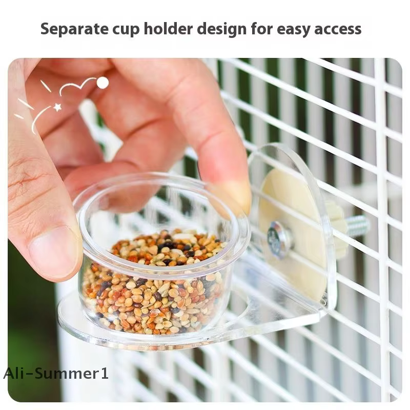 Almuerzo para pájaros transparente con base antideslizante y tazas acrílicas para jaula de colibríes — imagen 6
